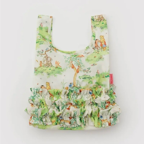 BAGGU Moll Goddard Printed Ruffle Travel Bag - Green and White - Picture 1 of 2